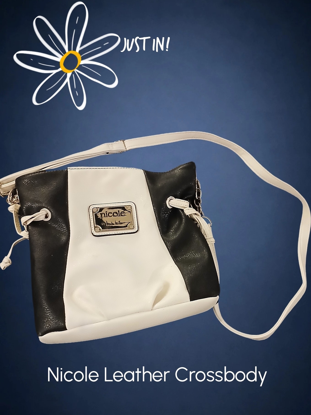 Nicole Two-Tone Black and White Crossbody Bag